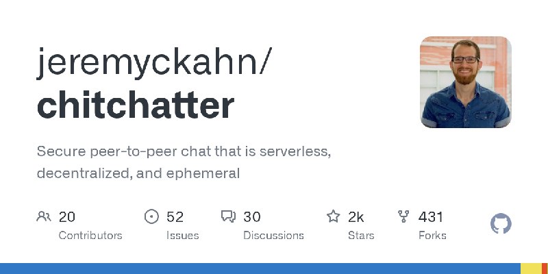 GitHub - jeremyckahn/chitchatter: Secure peer-to-peer chat that is serverless, decentralized, and ephemeral